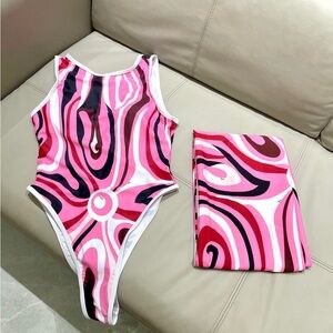 Emilio Pucci Pink and Red Swirl One Piece